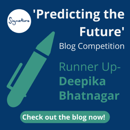 An image announcing that the runner up of the second blog competition is Deepika Bhatnagar